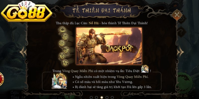 Hắc Thoại Ngộ Không Go88 – Slot Thần Thoại Tây Du Săn Hũ 2 Jackpot khi quay được biểu tượng tề thiên đại thánh